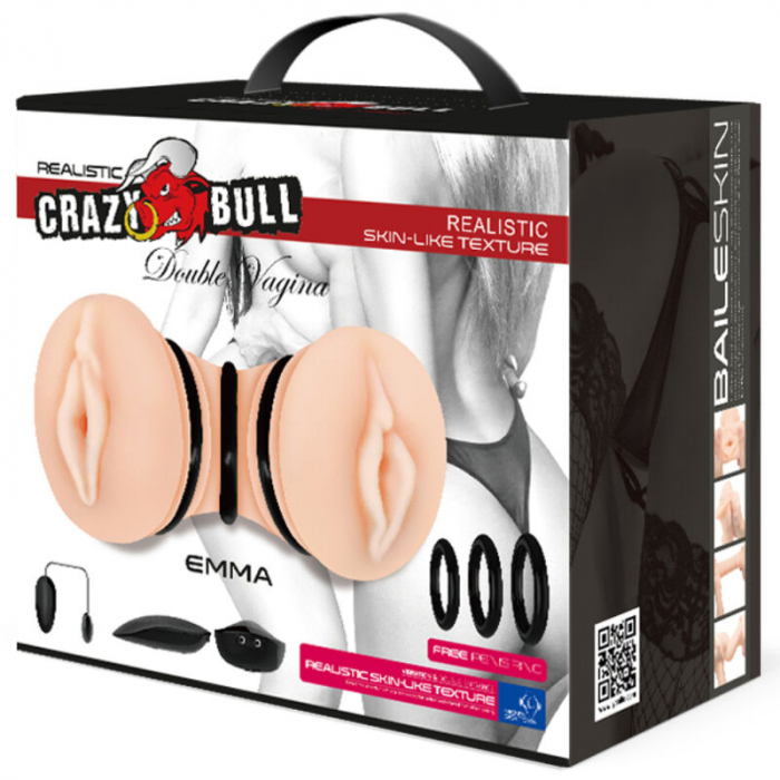 Masturbator Crazy Bull Emma Dublu Vagin Realist cu Vibratii si Material Asemanator Pielii, Stimulare Intensa [7]