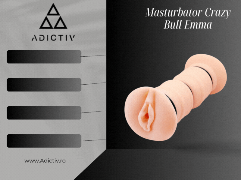 Masturbator Crazy Bull Emma Dublu Vagin Realist cu Vibratii si Material Asemanator Pielii, Stimulare Intensa [2]