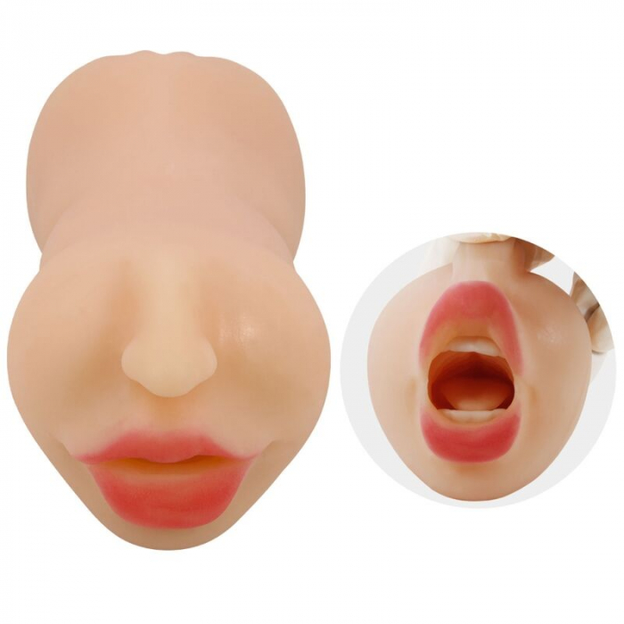 Masturbator Crazy Bull Zoey, Dublu, cu Vagin și Gura, 17 cm, din TPR, Culoare Natur [3]