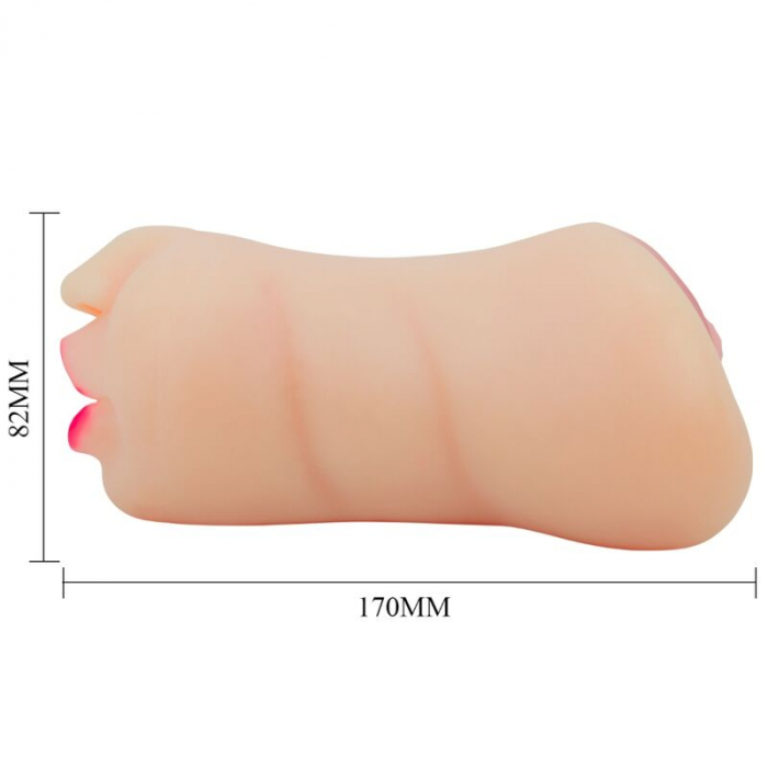 Masturbator Crazy Bull Zoey, Dublu, cu Vagin și Gura, 17 cm, din TPR, Culoare Natur [8]