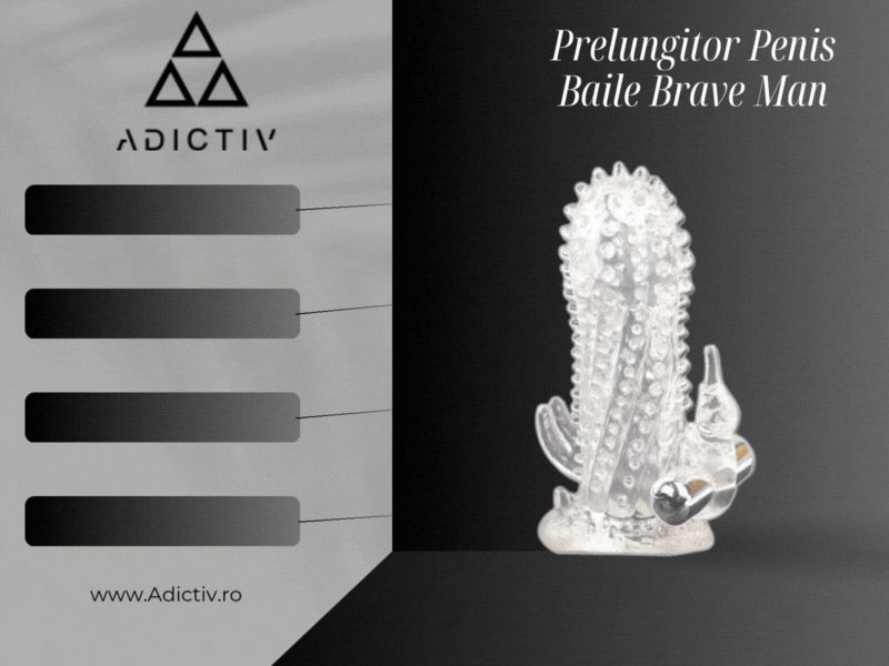 Prelungitor Penis Baile Brave Man cu Vibratii, Extra 4 cm Lungime, Stimulare Clitoridiana si Material Sigur, 18 cm [2]