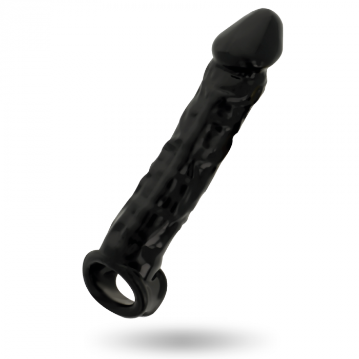 Prelungitor Penis Addicted Toys cu Inel pentru Testicule, din TPE, Negru, 20 cm, 2.5 cm Lungime Extra, 0.4 cm Circumferinta Extra [3]