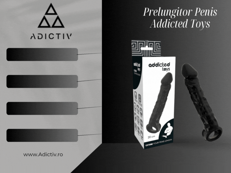 Prelungitor Penis Addicted Toys cu Inel pentru Testicule, din TPE, Negru, 20 cm, 2.5 cm Lungime Extra, 0.4 cm Circumferinta Extra [2]