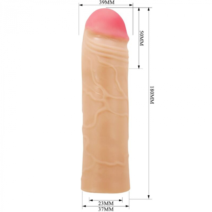 Prelungitor Penis Pretty Love Chane, Natural, 18 cm, cu 5 cm Extensie, Material TPR [5]
