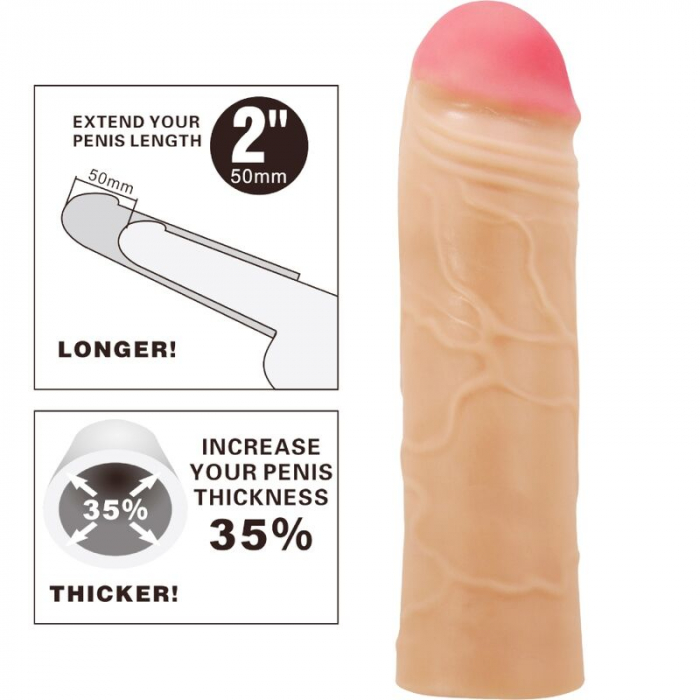 Prelungitor Penis Pretty Love Chane, Natural, 18 cm, cu 5 cm Extensie, Material TPR [6]