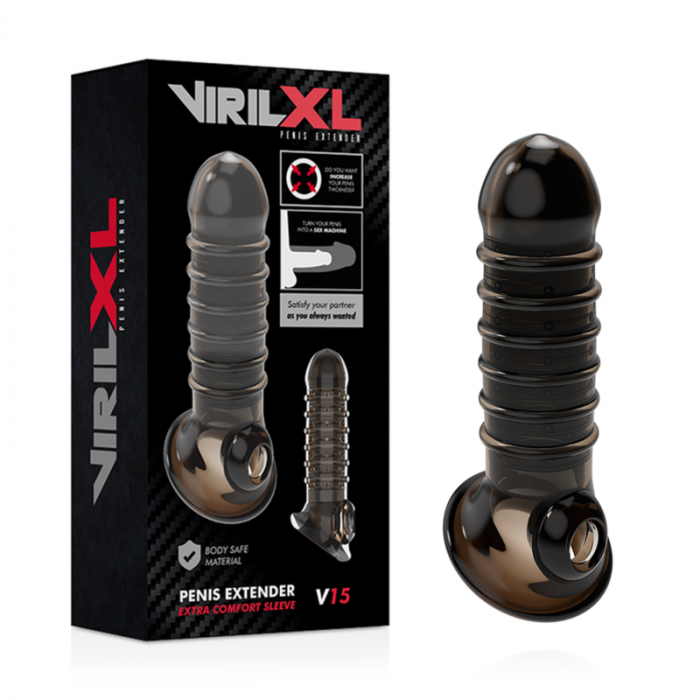Prelungitor pentru Penis VirilXL Extension, Creste Grosimea si Lungimea cu 30%, Negru, Material Moale TPE, 13,5 cm [4]