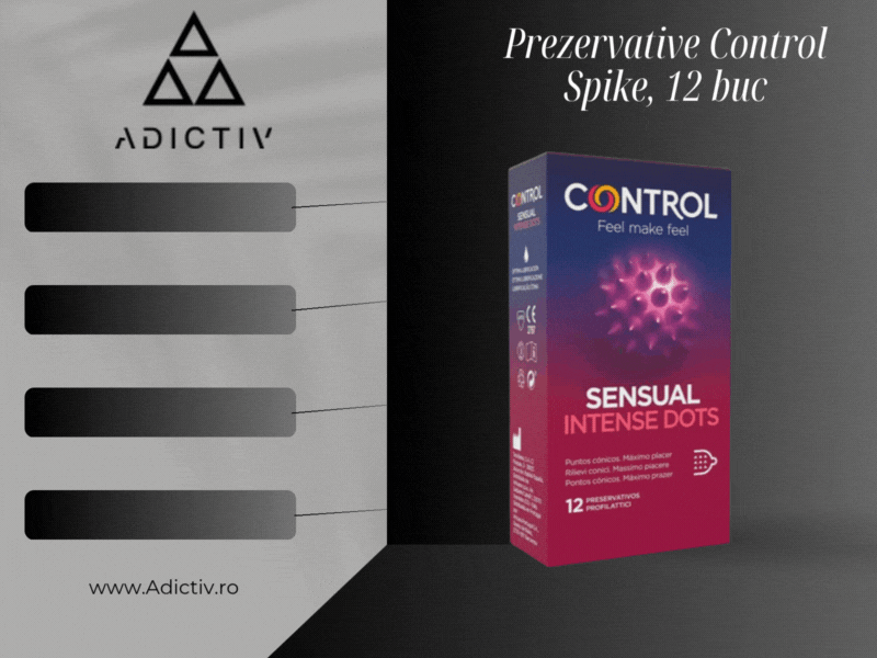 Prezervative Control Spike, cu puncte conice, din latex natural, 52 mm, cutie 12 bucati [2]
