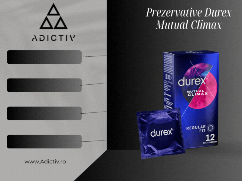 Prezervative Durex Mutual Climax Regular Fit,  56 mm, Set 12 Bucati, Stimulare Intensa [2]