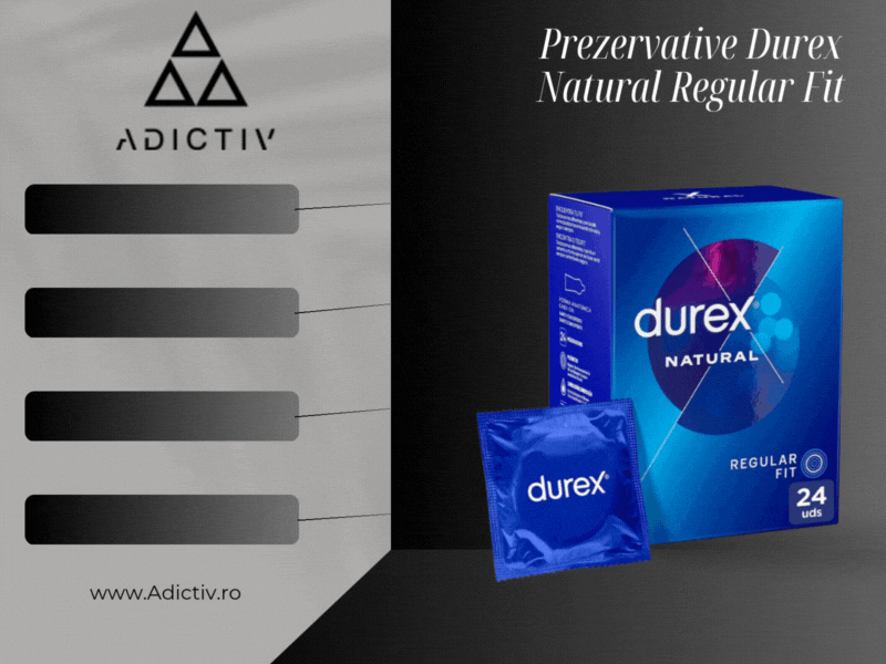 Prezervative Durex Natural Regular Fit, din latex natural, 54 mm, 24 bucati [2]