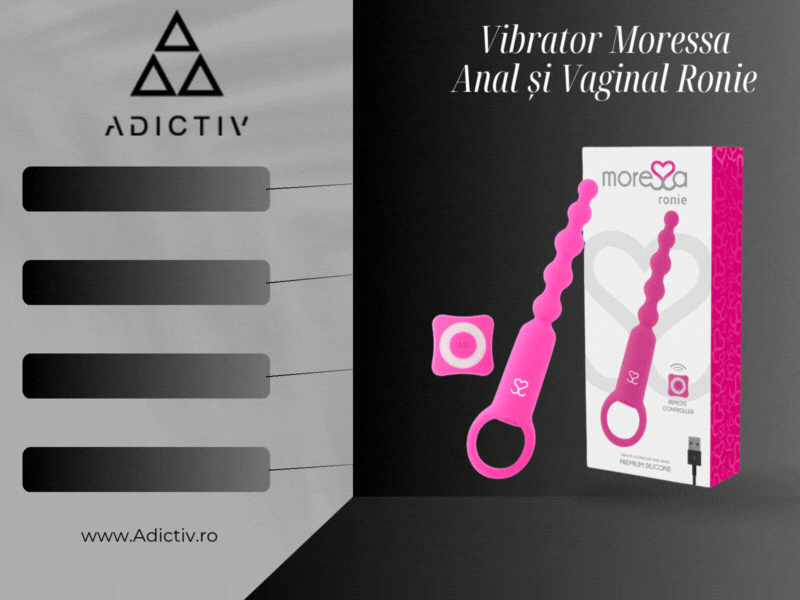 Vibrator anal și vaginal Ronie, 7 moduri de vibratie, Roz, cu telecomanda, din silicon medical, rezistent la apa, Moressa [2]