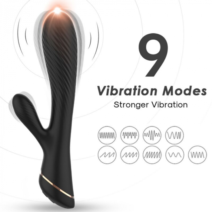 Vibrator Armony Iepuras, din silicon medical, 9 moduri de vibratie, negru, rezistent la apa [5]