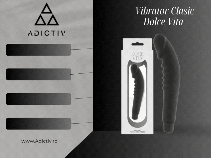 Vibrator Clasic Dolce Vita 7 Moduri de Vibratie, Negru, Silicon Moale, 158 x 31 mm, Impermeabil [2]