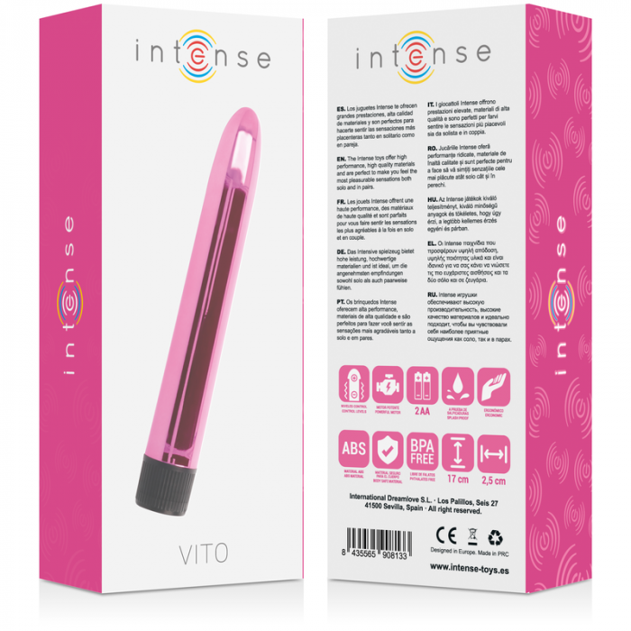 Vibrator clasic, Roz, din ABS, 17 cm, Vito Intense [5]