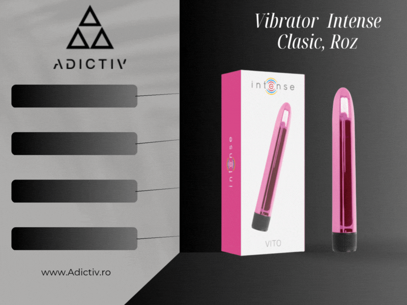 Vibrator clasic, Roz, din ABS, 17 cm, Vito Intense [2]
