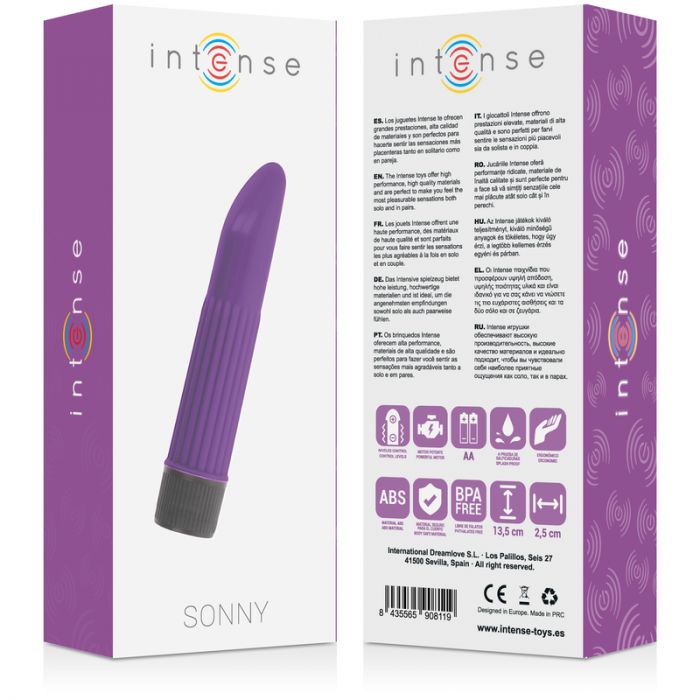 Vibrator Intense Clasic Sonny, din ABS, 13.5 cm, Design Curbat, Lila, Vibratii Puternice, Silentios [5]