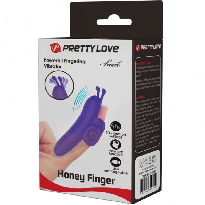 Vibrator Deget Pretty Love Snail, Mov, 10 Moduri de Vibratie, Material Silicon si ABS [9]