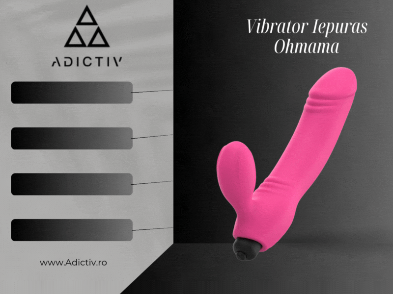 Vibrator Iepuras Ohmama cu Vibratii pentru Punctul G si Clitoris, Silicon Ecologic, Rezistent la Apa, 163 x 58 mm [2]