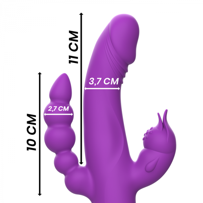 Vibrator Iepuras triplu, Intense Casanova, din silicon, cu ventuza si 30 de moduri de vibratie [4]