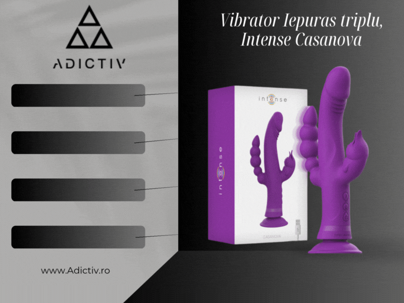 Vibrator Iepuras triplu, Intense Casanova, din silicon, cu ventuza si 30 de moduri de vibratie [2]