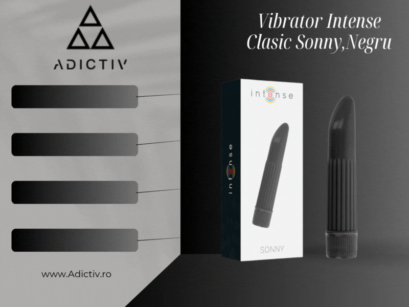 Vibrator Intense Clasic Sonny, din ABS, 13.5 cm, Design Curbat, Negru, Vibratii Puternice, Silentios [2]