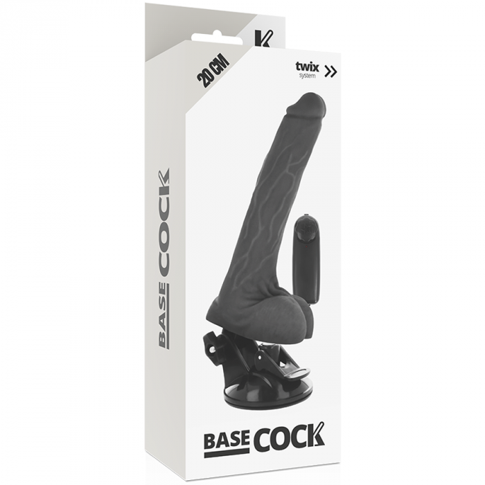 Vibrator Realist Basecock cu Ventuza, Telecomanda si Functie de Extensor Penian, Negru, 20 cm [5]