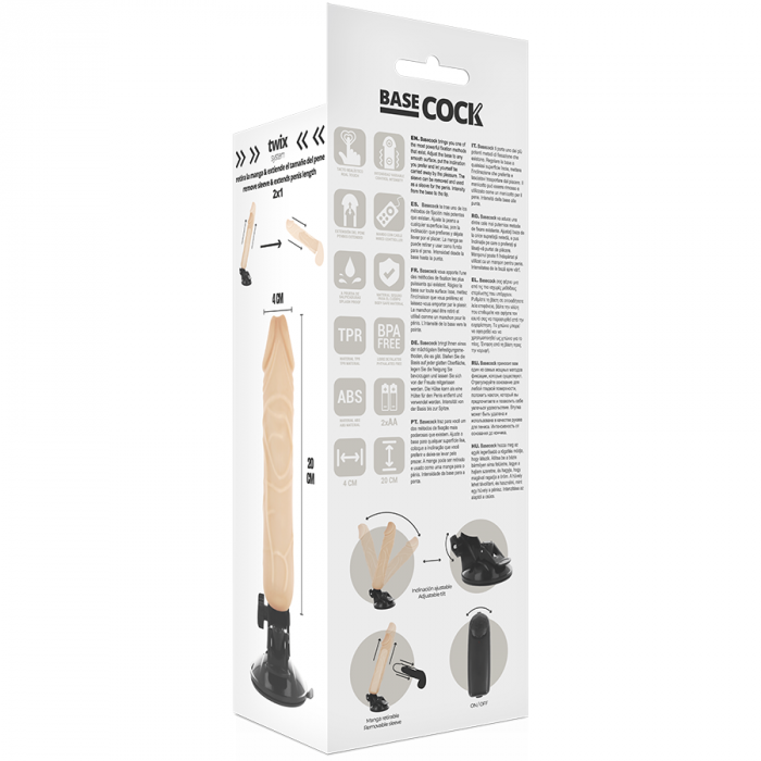 Vibrator Realistic Basecock cu Telecomanda, Viteza Reglabila, din TPE, 20 cm, cu Baza cu Ventuza [6]