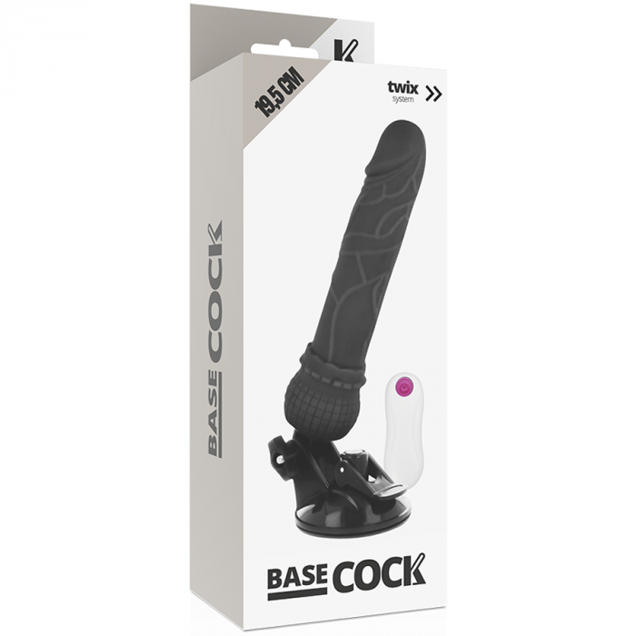 Vibrator Realistic  Basecock cu 12 Moduri, Ventuza și Telecomanda, Negru, din TPE, 19.5 cm [5]