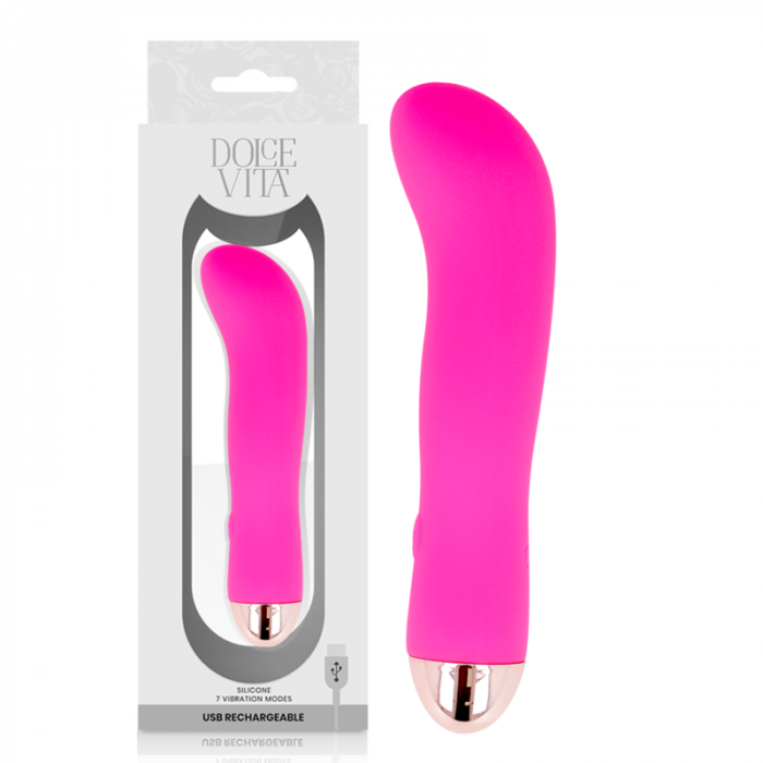 Vibrator Reincarcabil Dolce Vita Two Roz cu 7 Moduri de Vibratie, Silicon Medical [4]