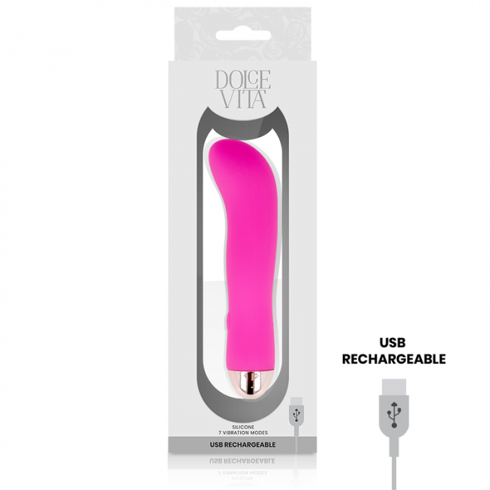 Vibrator Reincarcabil Dolce Vita Two Roz cu 7 Moduri de Vibratie, Silicon Medical [5]