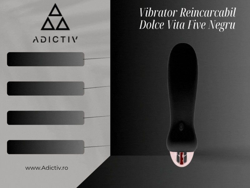 Vibrator Reincarcabil Dolce Vita Five Negru cu 7 Moduri de Vibratie, Silicon Medical [2]