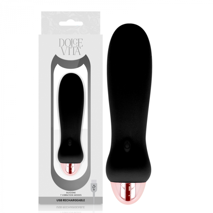 Vibrator Reincarcabil Dolce Vita Five Negru cu 7 Moduri de Vibratie, Silicon Medical [3]
