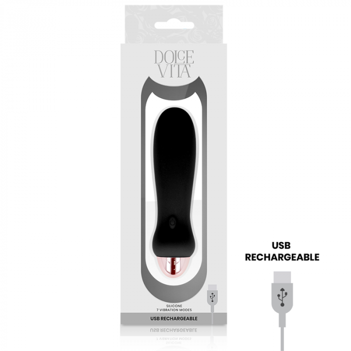 Vibrator Reincarcabil Dolce Vita Five Negru cu 7 Moduri de Vibratie, Silicon Medical [4]