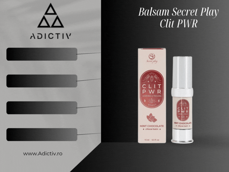 Balsam Secret Play Clit PWR, pentru Clitoris, cu Efect Vibrator si de Incalzire, Aroma Ciocolata si Menta, 15 ml [1]