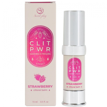 Geluri si creme pentru stimularea clitorisului - Balsam Secret Play Clit PWR, pentru Clitoris, cu Efect Vibrator si de Incalzire, Aroma Capsuni, 15 ml