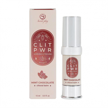 Geluri si creme pentru stimularea clitorisului - Balsam Secret Play Clit PWR, pentru Clitoris, cu Efect Vibrator si de Incalzire, Aroma Ciocolata si Menta, 15 ml