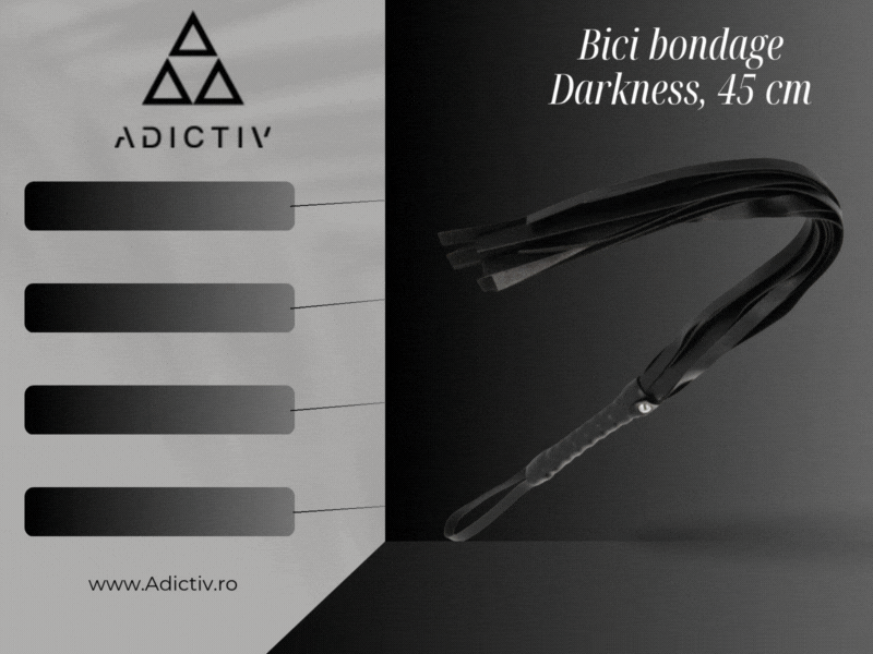 Bici bondage Darkness, cu maner ergonomic, din piele ecologica, negru, 45 cm, gama premium [1]