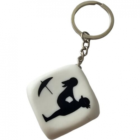 Accesorii sexuale - Obiecte decorative erotice - Breloc zarul pasiunii cu pozitii sexuale Kama Sutra, pentru cupluri, cu lantisor argintiu, Diablo Picante