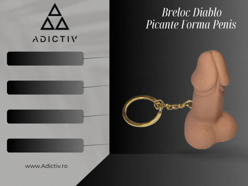 Breloc in forma de penis, cu lantisor auriu, Diablo Picante [1]