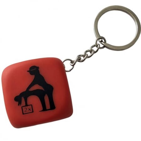 Accesorii sexuale - Obiecte decorative erotice - Breloc zarul placerii rosu cu pozitii sexuale Kama Sutra, pentru cupluri, cu lantisor argintiu, Diablo Picante,