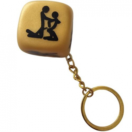 Accesorii sexuale - Obiecte decorative erotice - Breloc zar auriu cu pozitii sexuale Kama Sutra, Diablo Picante, pentru cupluri, cu lantisor auriu