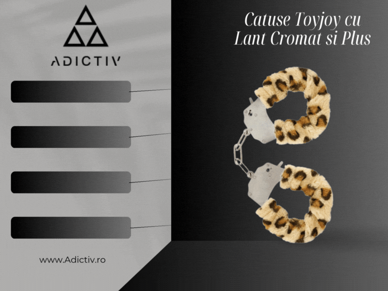 Catuse Toyjoy cu Lant Cromat si Plus Moale Leopardat, pentru Incheieturi, 2 Chei Incluse, Design Confortabil [1]