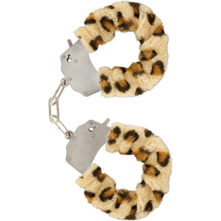 Catuse - Catuse Toyjoy cu Lant Cromat si Plus Moale Leopardat, pentru Incheieturi, 2 Chei Incluse, Design Confortabil