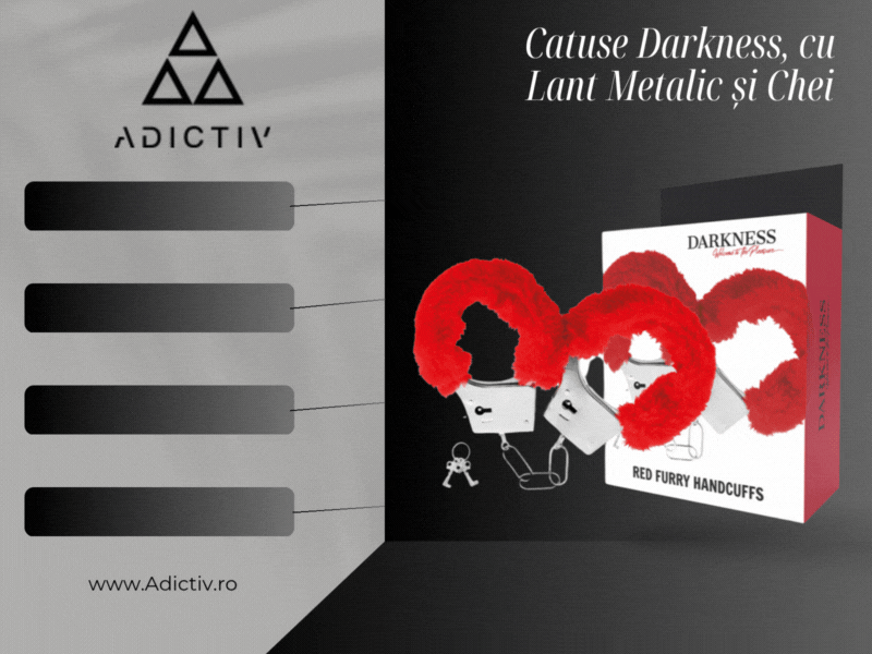 Catuse Darkness, cu lant metalic și chei, reglabile, pentru BDSM, cu captuseala moale, rosu [1]