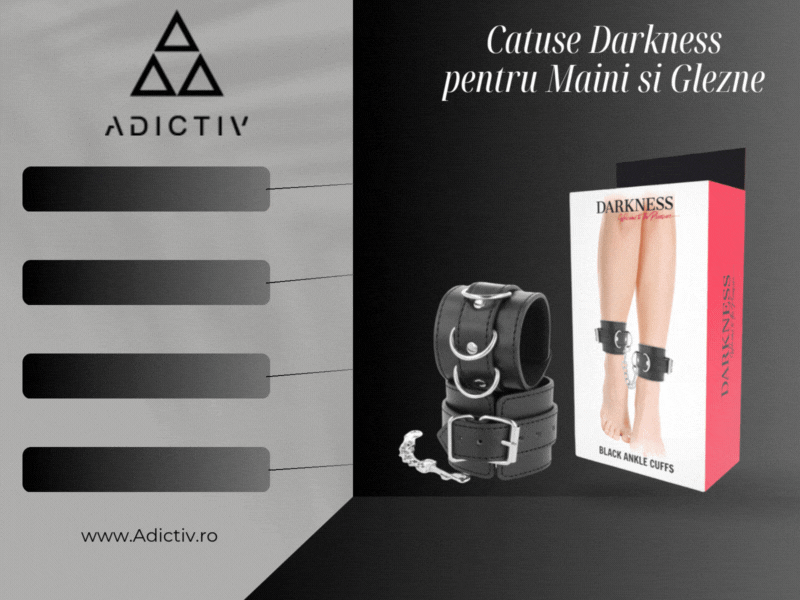 Catuse Darkness pentru Maini si Glezne, Reglabile, din Piele PVC, Negru [1]