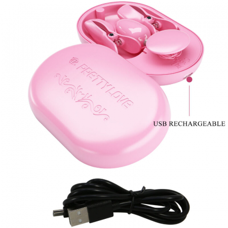 Clame Electrice pentru Sfarcuri Pretty Love, Roz, cu 12 Moduri Vibratie și 3 Functii Electrostimulare, USB Reincarcabil, din Silicon si ABS [6]