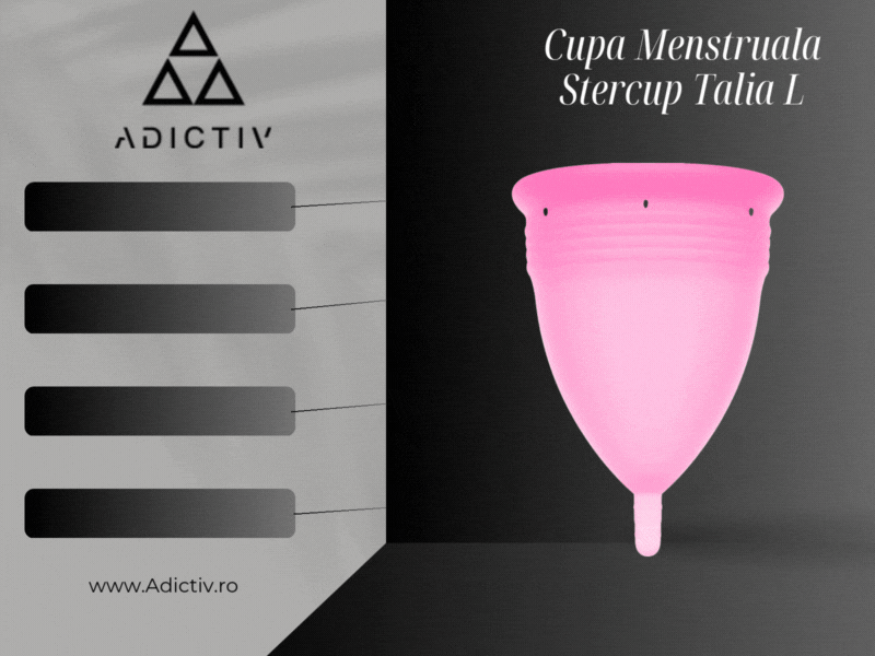 Cupa Menstruala Stercup Talia L, 100% Silicon FDA, 12 Ore Utilizare, Roz, Confortabila și Ecologica [1]