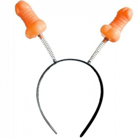 Accesorii sexuale - Obiecte decorative erotice - Bentita amuzanta cu arcuri si 2 penisuri, Diablo Picante, negru si culoarea pielii, marime universala