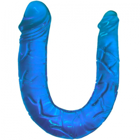 Dildouri - Dildo Dublu Baile Double Dong din Gelatina Felxibila Albastru 30.5 cm