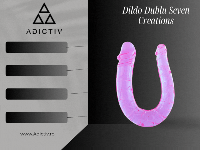 Dildo Dublu Seven Creations din Gelatina Flexibila Roz, 30 cm – Placere Intensa si Versatilitate [1]