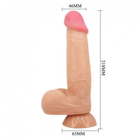 Dildo Realist, Pretty Love Sliding Skin, cu Ventuza, Piele Glisanta, 21.8 cm, Culoare Naturala [4]